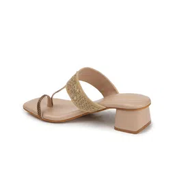 Anouk Beige Embellished Open Toe Block Heels image 5