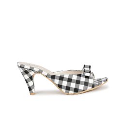 Misto Black Printed PU Block Peep Toes with Bows image 3