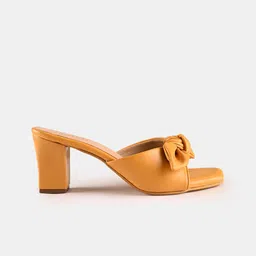 BuckleUp Mustard Block Sandals with Bows image 2