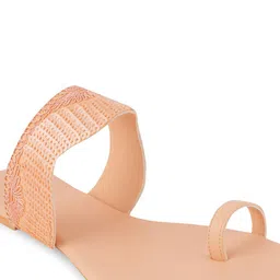 Anouk Peach - Coloured Ethnic Embellished Fabric Open One Toe Flats image 3