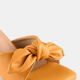 BuckleUp Mustard Block Sandals with Bows image 5