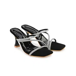 CLOG LONDON Embellished Cross Strap Open Toe Slim Heels image 5