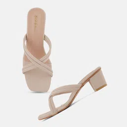 Mast & Harbour Pink Open Toe Block Heels image 5