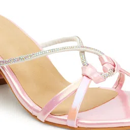 ICONICS Embellished Open Toe Block Heels image 5
