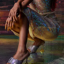 CAI Illusion Textured Open Toe Mesh Block Heels image 2