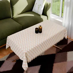 Kuber Industries Brown & White Ethnic Motifs Anti-Skid 4-Seater Table Cover-77