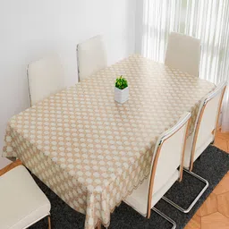 Kuber Industries Brown & White Floral Anti-Skid 4-Seater Table Cover-38