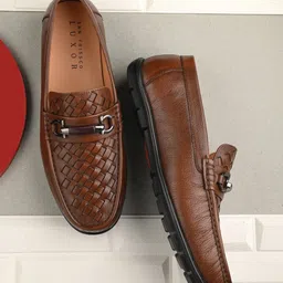 San Frissco Men Textured Genuine Leather Loafers-image-77