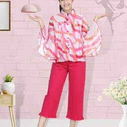 Cutiekins Girls White & Pink Printed Top with Capris-picture-15