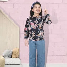 Cutiekins Girls Black & Blue Printed Top with Capris-image-3