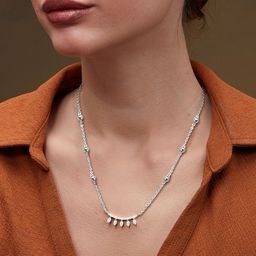 MINUTIAE Silver-Plated Stones-Studded Pendant Necklace With Chain-30