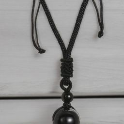 OOMPH Circular Obsidian Stone Pendant With Chain-image-46