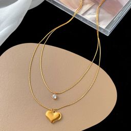 Jewels Galaxy Gold-Plated Heart Shaped Pendants with Chains-image-67