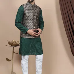 Anouk Embroidered Regular Sequinned Pure Cotton Straight Kurta With Churidar-77