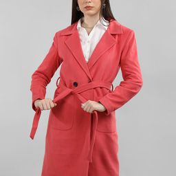 CHKOKKO Notched Lapel Collar Double-Breasted Woollen Trench Coats-18