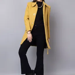 CHKOKKO Single-Breasted Wool Longline Trench Coat-image-44
