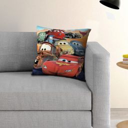 Disney Kids Red & Yellow Cars Printed Filled Square Cushion With Cover-picture-6