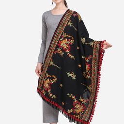 MESMORA FASHION Black & Orange Woven Design Pure Cotton Dupatta-picture-28