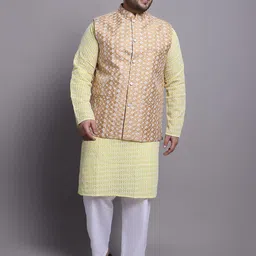 SOJANYA PLUS Plus Size Embroidered Kurta With Pyjamas & Embroidered Nehru Jacket-95