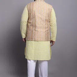 SOJANYA PLUS Plus Size Embroidered Kurta With Pyjamas & Embroidered Nehru Jacket image 5