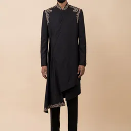 Tasva Men Black Embroidered Sherwani Set-picture-36