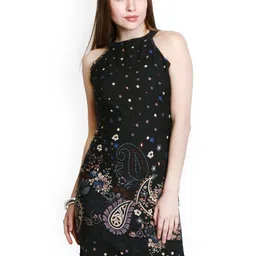 BAESD Ethnic Print Sleeveless Crepe Sheath Dress-picture-56