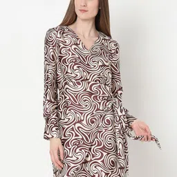 Vero Moda Abstract Print Bishop Sleeve Sheath Dress-picture-17