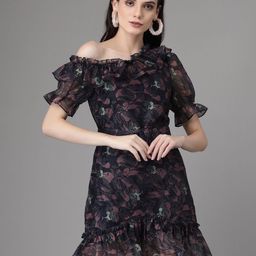 Global Republic Floral Print Off-Shoulder Bell Sleeve Sheath Dress-image-57
