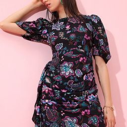 Tokyo Talkies Floral Printed Ruched Sheath Dress-image-36