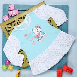 V-Mart Infant Girls Polka Dot Printed Pleated Detailed Cotton A-Line Dress-image-89