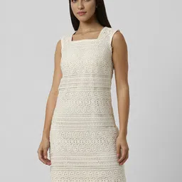 Van Heusen Woman Women Self Design Pure Cotton Sheath Above Knee Dress-image-51