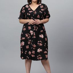 Instafab Plus Black Floral Sheath Dress-picture-7