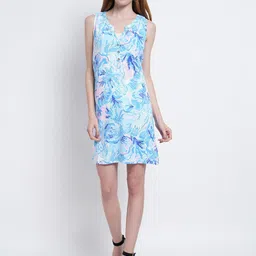 Purple State Multicoloured Floral Sheath Dress-image-78