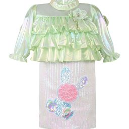 Wish Karo Girls Embellished Ruffles Satin Sheath Dress-image-9