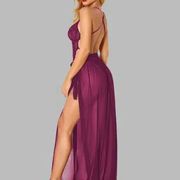 VAGHBHATT Self Design Shoulder Straps Net Baby Doll image 4