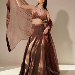 one knot one ONE KNOT Embellished Mirror Work Made to Measure Lehenga & Blouse With Dupatta image 3