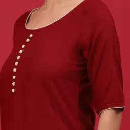 Anouk Maroon Ethnic Motifs Woven Design Kurta with Palazzos & Dupatta image 2