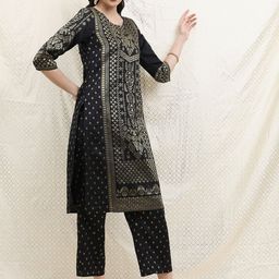 Vishudh Ethnic Motifs Printed Brocade Kurta with Palazzos & Dupatta image 4