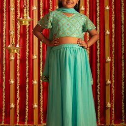 VASTRAMAY Girls Embellished Sequinned Ready to Wear Lehenga & Blouse With Dupatta-picture-16