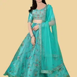 BAESD Girls Printed Semi-Stitched Lehenga & Unstitched Blouse With Dupatta-picture-54