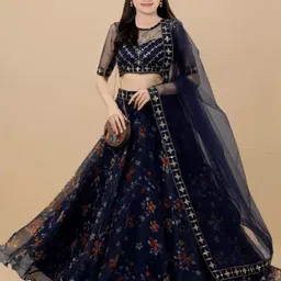 BAESD Girls Embellished Organza Semi-Stitched Lehenga & Unstitched Blouse With Dupatta-picture-42