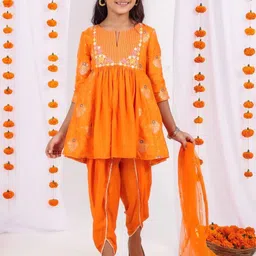 MASTARANG Girls Floral Printed Regular Kurta with Patiala & With Dupatta-76