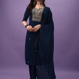 THE52 Floral Yoke Design Regular Kurta with Trousers & With Dupatta-37