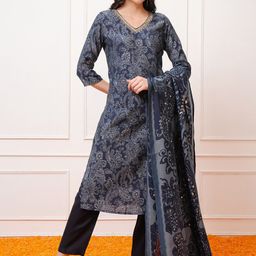 Vishudh Paisley Printed Regular Kurta with Trousers & With Dupatta-picture-43