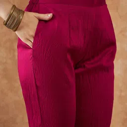 Sangria Embroidered A-Line Kurta With Trouser & Dupatta Set image 5