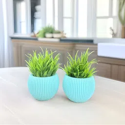 Akaar Blue 2 Pieces Fern Artificial Plant With Pot-6
