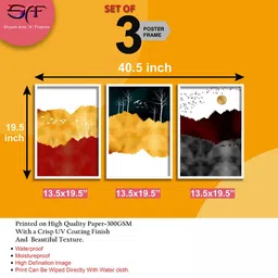 SAF Set Of 3 White & Red Digital Reprint Wall Art With Frame image 3