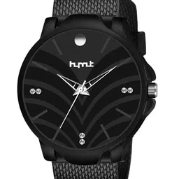 HYMT Men Black Printed Dial & Black Leather Straps Analogue Watch HMTY-5004-48