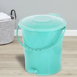Kuber Industries Set Of 2 Blue & Black Solid 10L Pedal Dustbin With Handle-20