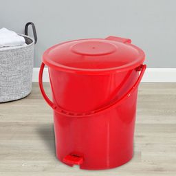 Kuber Industries Set Of 2 Green & Red Solid 10L Pedal Dustbin With Handle-44
